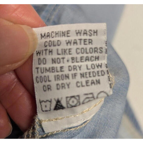 Soft Denim Button Down Dress Medium Blue Western Urban Cowgirl Rodeo Line Dance - Picture 7 of 7